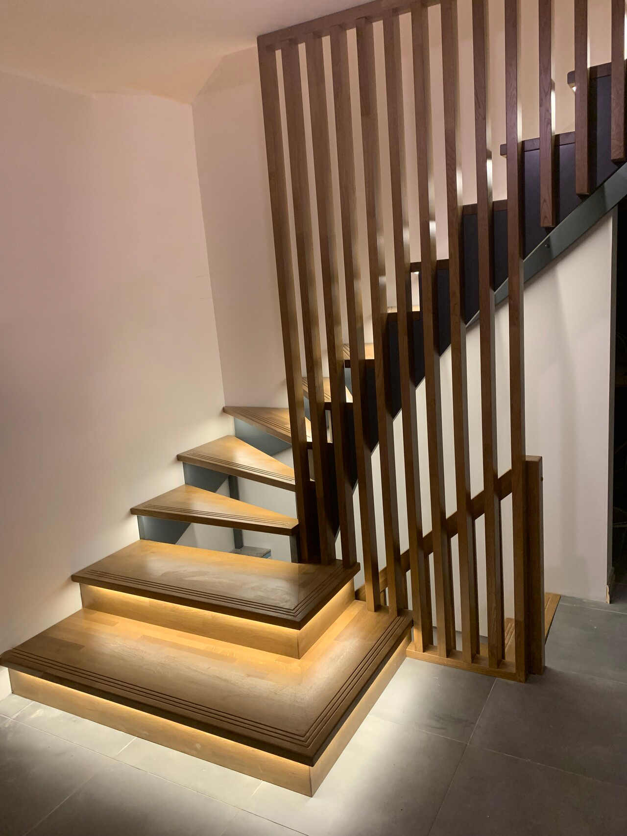 14. Custom-made design staircase, LED lighting