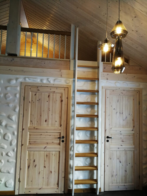 Space-saving ladder (LOFT stairs) with oak steps.
